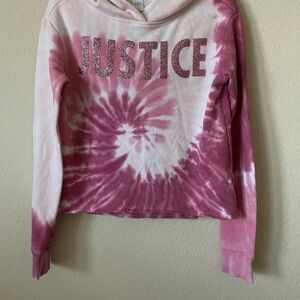 Justice Pink and White Spiral Hoodie